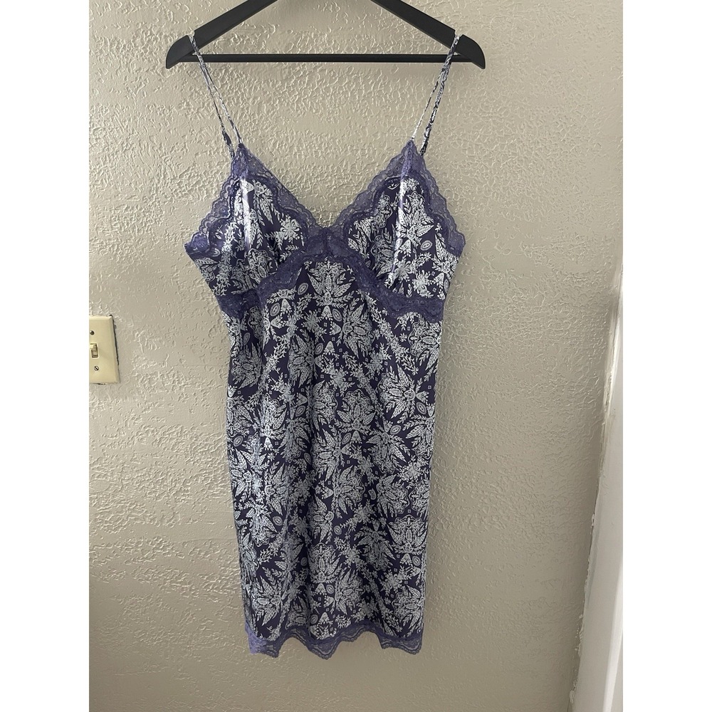 Gillian & O'Malley Women's Purple & White Floral Lace Chemise Slip Dress Size L